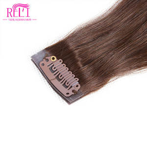 100% 人毛エクステンションPUクリップ<span class=keywords><strong>in</strong></span> Remyシームレスヘアクリップインエクステンション - Product Image 4