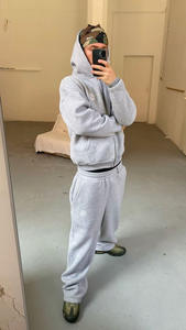 Nuova <span class=keywords><strong>Tuta</strong></span> Sportiva 2025 a Tinta Unita dalla Vestibilità Ampia con Felpa con Cappuccio, Giacca e <span class=keywords><strong>Pantaloni</strong></span> in Due Pezzi con Cerniera - Product Image 6