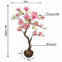 Arbre de magnolia artificiel de haute qualité, plante en pot, simulation de fleurs au toucher réel, pour la décoration intérieure, OEM ODM