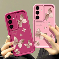 Coque en TPU souple papillon doré pour Samsung Galaxy A55 A54 A15 A56 A16 A35 A53 A25 5G S25 S24 S23 S22 Ultra Plus S23 FE housse de téléphone