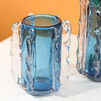 Vase en verre cristal coloré bleu de qualité supérieure Vase à fleurs en verre de table