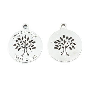 Colgante de Disco Redondo con Árbol Genealógico, de Aleación Plateada Antigua, para Regalos Artesanales del Día de la Madre - Product Image 3