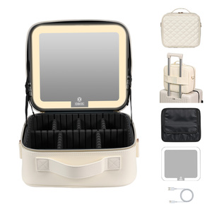 [Envío Gratuito a EE. UU.] Juego de <span class=keywords><strong>Maquillaje</strong></span> al por Mayor para Mujer, Bolsa de Cosméticos con Cierre de Cremallera y Espejo, Diseño de Puntos en PU - Product Image 1