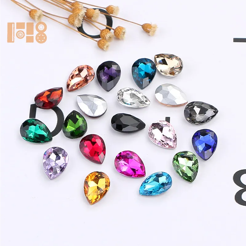 Großhandel Teardrop Glas Kristall perlen für Schmuck machen lose spitzen Rücken Kristall Strass Fancy Stone