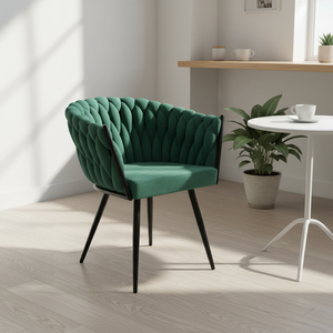 Sedia Imbottita <span class=keywords><strong>in</strong></span> Velluto con Gambe <span class=keywords><strong>in</strong></span> Metallo Verniciato a Polvere, Design Minimalista per Sala da Pranzo e Trucco - Product Image 6
