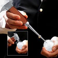 Ciseau à glace japonais en acier inoxydable 430 avec manche en hêtre, double extrémité, outil de sculpture sur glace pour barman, bar et hôtel