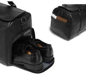 Seyahat organizatör gecede küçük seyahat çantası ile ayakkabı kılıfı boy pu deri silindir çanta erkekler için deri seyahat çanta düzenleyici - Product Image 3