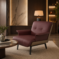 Fauteuil lounge contractuel pour hôtel, en bois de frêne massif et cuir, pour hall d'hôtel, chambre d'hôtes, complexe hôtelier et hôtellerie