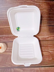100% 생분해성 6인치 사탕수수 바가스 패스트푸드 포장 버거 레스토랑 클램쉘 - Product Image 5
