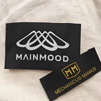 Étiquettes de vêtements en satin tissé personnalisées, logo jacquard, certifiées OEKO-TEX, bord coupé à l'ultrasons, écologiques, OEM pour vêtements JINRUI