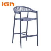 Meubles de bar en corde tissée moderne pour cafés chaises de salle à manger chaise de tabourets de bar en osier et rotin de hauteur pour bistro