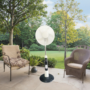 16-Inch Outdoor Vertical Solar Fan <b>Remote</b> <b>Controlled</b> 5-Blade Cooling Mechanical Floor-Standing for Camping Made of Plastic Solar - Product Image 3