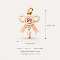 Breloques en émail délicates Manna, style Rococo français, esthétique girly, rose pastel, motif coquillage et floral, nœud, pour jeune fille
