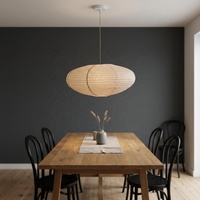 Nouvelle arrivée, lampe suspendue en tissu de lin Wabi Sabi pour salle à manger, salon de thé zen, lanterne ovale, lustre