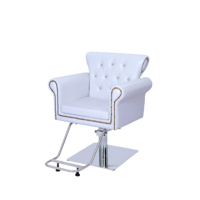 Chaise de barbier blanche légère et réglable avec repose-pieds pour salons professionnels et barbiers mobiles