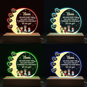 Lampe de chevet LED 3D personnalisée avec base en bois, acrylique et télécommande - Product Image 4