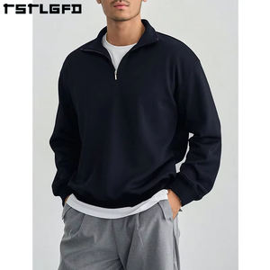 Felpa da <span class=keywords><strong>uomo</strong></span> personalizzata a collo alto <span class=keywords><strong>mezza</strong></span> <span class=keywords><strong>Zip</strong></span> 100% cotone taglie forti a tracolla <span class=keywords><strong>con</strong></span> cerniera felpa da <span class=keywords><strong>uomo</strong></span> - Product Image 2