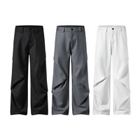 Pantalon décontracté d'été haut de gamme unisexe Pantalon droit confortable de taille moyenne Pantalon de niche à plis et cordon de serrage Pantalon de style américain