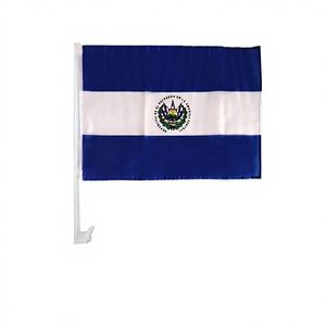 288 Uds 24DZ/CS EL SALVADOR bandera del coche 12 \ "X18 \" logotipo personalizado impresión Digital nailon y Material de seda estilo banderín - Product Image 1
