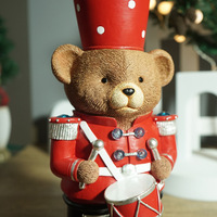 Souvenir de Noël transfrontalier en résine époxy européenne, sculpté artistiquement, motif ours brun batteur, lavable, personnalisé, art populaire, pour la maison