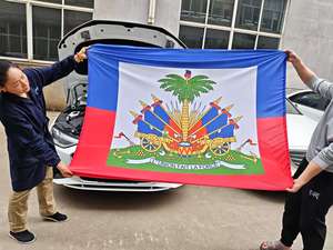 <span class=keywords><strong>2025</strong></span> Mới Tùy Chỉnh In Haiti Quốc Gia Cờ Xe Động Cơ Mui Xe Bìa Cờ - Product Image 4