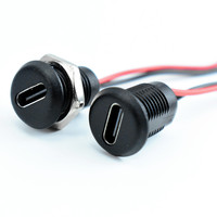 Prise femelle Type-C étanche à visser LN-006, port USB-C rond à montage sur panneau avec câbles pour applications marines et de camping-car