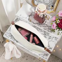 Sac de maquillage en cuir personnalisé écologique, vente en gros, fermeture éclair, portable, pour voyage en plein air, pour filles, Yoqueen