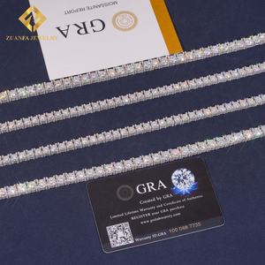 New RTS Luxury Tennis Chain 925 Silver <b>Gold</b> Plated Pass Diamond <b>Tester</b> GRA 5MM Moissanite Tennis Chain Side with Stone Necklace - Product Image 4
