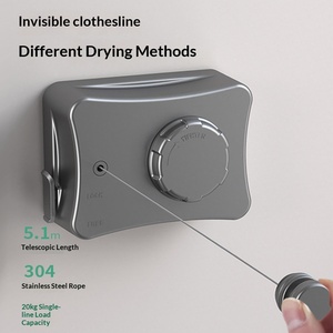 Séchoir à linge mural carré rétractable en <span class=keywords><strong>aluminium</strong></span>, léger, invisible, moderne, durable, pour <span class=keywords><strong>extérieur</strong></span> et salle de bain - Product Image 2