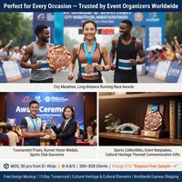 Médaille de finisseur en bronze personnalisée 3D en relief pour le marathon du patrimoine mondial de Chengdu, avec ruban en satin