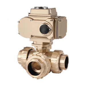 Vanne électrique COVNA pour commande urgente DN40, trois voies, port en L, actionneur électrique modulant 24V AC, vanne à bille en PVC véritable union - Product Image 2