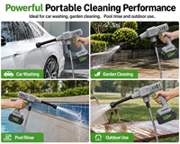 Alat Pencuci Tekanan Tinggi Tanpa Kabel 21V, Portable, dengan Nozzle 6-in-1, Foam Cannon, Baterai Isi Ulang, 10 Bar
