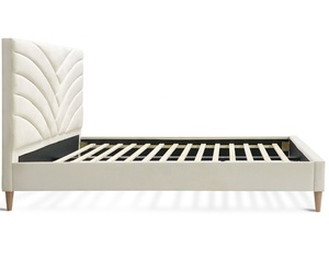 Mobili per la casa King Size velluto crema tessuto imbottito ragazza doppio materasso letto con <span class=keywords><strong>gambe</strong></span> in legno massiccio - Product Image 3