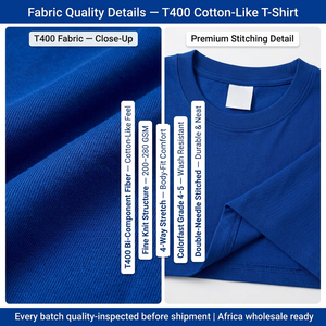 T-shirt promotionnel personnalisé en coton T400, extensible dans les 4 sens, anti-plis, 200 GSM, pour l'Afrique, OEM/ODM, vente en gros - Product Image 2