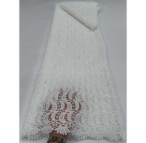 Tissu en <span class=keywords><strong>dentelle</strong></span> guipure africaine <span class=keywords><strong>blanche</strong></span> de haute qualité, <span class=keywords><strong>dentelle</strong></span> de soie soluble dans l'eau, tissu brodé pour <span class=keywords><strong>robe</strong></span> de mariée - Product Image 6