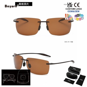 แว่นกันแดดทรงสี่เหลี่ยม Boyarn สำหรับผู้ชายและผู้หญิง เหมาะสำหรับขับรถ เล่นกอล์ฟ กรอบไร้ขอบ น้ำหนักเบาพิเศษ ป้องกันรังสียูวี 400 - Product Image 2