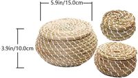 Paniers de rangement tissés à la main en paille avec couvercles paniers en osier rond petite boîte en jonc de mer organisateur de panier de rangement de bureau