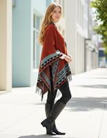 Vente en gros Hiver Poncho Cape Châle Cardigan à devant ouvert style bohème nordique en acrylique doux à franges réversible couleur et taille personnalisables