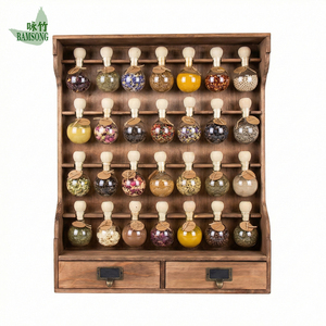 <span class=keywords><strong>Étagère</strong></span> <span class=keywords><strong>murale</strong></span> rustique en bambou pour 28 bouteilles d'épices, style apothicaire, pour <span class=keywords><strong>cuisine</strong></span> et garde-manger - Product Image 1