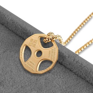 Collier Pendentif Haltère Fitness en Acier Inoxydable pour Homme, Design Géométrique, Bijou Sportif - Product Image 4