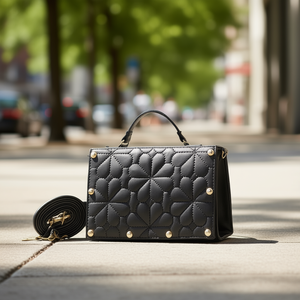 Bolso Cruzado Gisela para Mujer de Fana, Negro, Cuero Genuino, Cierre de Cremallera, Correa Única, Patrón Geométrico, Estilo Veraniego - Product Image 2