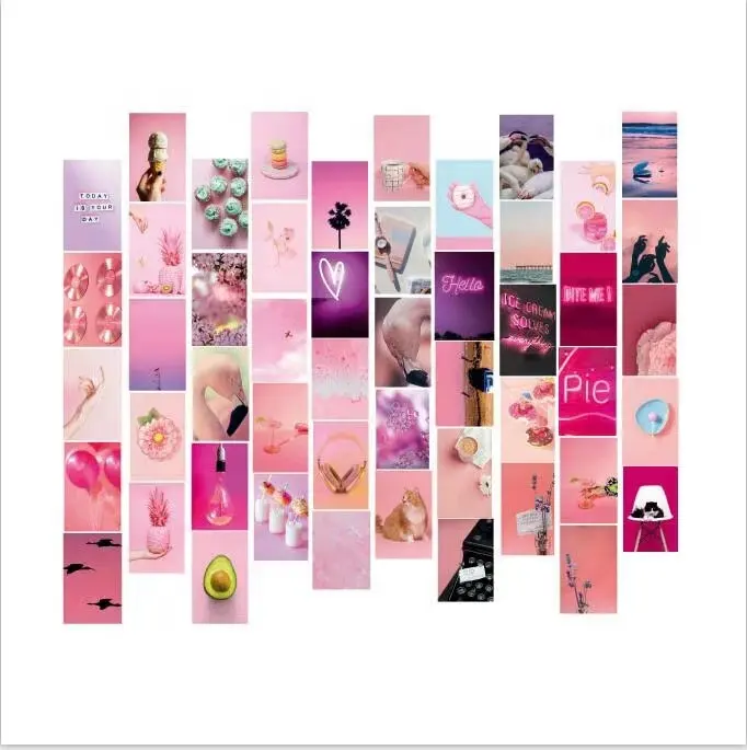 4*6 Новые 50 шт. эстетические Розовые Настенные постеры с принтом для девочек-подростков