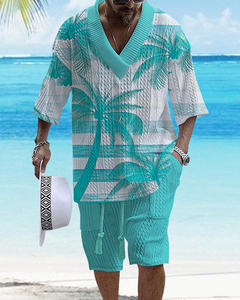 YES <span class=keywords><strong>EKER</strong></span> OEM/ODM Ensemble deux pièces décontracté d'été pour homme, col en V, imprimé numérique, manches courtes, short de sport respirant, t-shirt 680g - Product Image 6