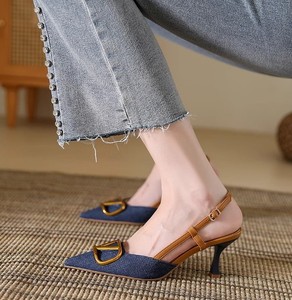 <span class=keywords><strong>Sandali</strong></span> Gleibo OEM ODM da Donna in Denim con Punta Affusolata, Tacco Sottile, Senza Cinturino Posteriore, 6-8cm, Eleganti e Sexy, <span class=keywords><strong>Blu</strong></span> <span class=keywords><strong>Scuro</strong></span>/Chiaro, Vendita all'Ingrosso - Product Image 4