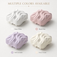 Boîte cadeau de luxe personnalisée, blanc mat, texture céramique ondulée bio, deux parties, sans joint, pour boucles d'oreilles et collier