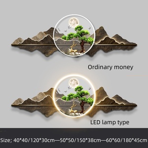 Luzes LED Redondas Modernas Personalizáveis para Pendurar na Parede, Pintura Decorativa de Paisagem em Novo Estilo Chinês para Sala de Estar e Escritório - Product Image 6