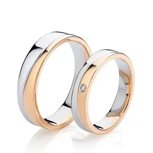 Два тона его и ее одинаковые обручальные кольца набор из нержавеющей стали розовое золото обручальные кольца для мужчин и женщин