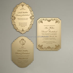 Invitation de <span class=keywords><strong>mariage</strong></span> <span class=keywords><strong>en</strong></span> <span class=keywords><strong>plexiglas</strong></span> doré miroir décadent billets de coing découpés au laser gravés invitations de voeux d'anniversaire <span class=keywords><strong>en</strong></span> acrylique - Product Image 4