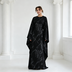 Nouvelle Abaya Loriya 2026 en marbre imprimé papillon, élégante robe caftan de Dubaï pour <span class=keywords><strong>femme</strong></span> musulmane avec ceinture, idéale pour le quotidien et les fêtes - Product Image 4