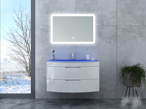 Armoire de salle de bain en forme d'arc avec lumière bleue - Product Image 5